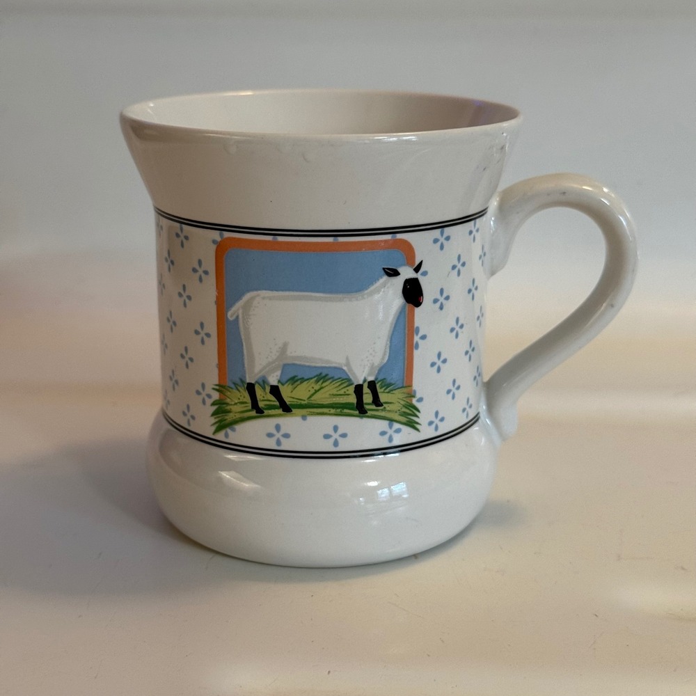 Vintage 1981 Vandor Country Collection Mug Pelzman Designs Sheep Barn Japan